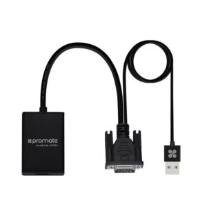 ProLink-V2H VGA to HDMI Display Adaptor with 1080p Resolution & Built-in USB Cable for Audio & Power, Black,   (1YR WRTY)