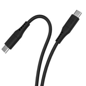 PowerLink-CC200, 60W USB-C to USB-C Data and Charge Flexible Silicone Cable, 2 Meter, Black,   (1YR WRTY)
