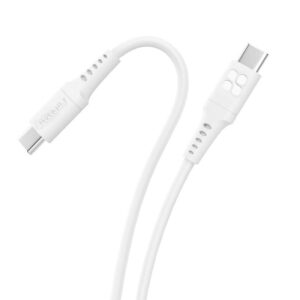 PowerLink-CC200, 60W USB-C to USB-C Data and Charge Flexible Silicone Cable, 2 Meter, White,   (1YR WRTY)