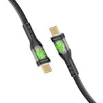 TRANSLINE-CC 60W Power Delivery Ultra-Fast USB-C Transparent Cable with LED, 1.2m, Black,   (1YR WRTY)