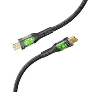 TransLine-Ci 27W Power Delivery USB-C to Lightning Transparent Cable, 1.2m, Black,   (1YR WRTY)