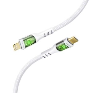 TransLine-Ci 27W Power Delivery USB-C to Lightning Transparent Cable, 1.2M, White,   (1YR WRTY)