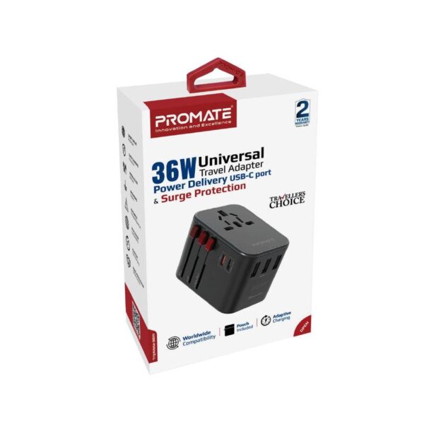 TripMate-36W Smart Charging Surge Protected Universal Travel Adapter,   (1YR WRTY)