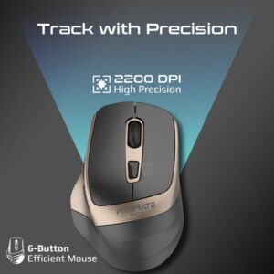 Samit 2.4GHz Ergonomic 2200 DPI Silent Click Wireless Mouse - Gold,   (1YR WRTY)