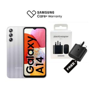 Galaxy A14 4G, 6.6", 64GB + 4GB RAM (Dual SIM), 5000mAh, Silver  (2YRs WRTY)