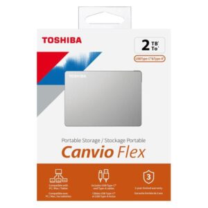 Canvio Flex 2TB 2,5" External Hard Drive USB 3.2 Compatible USB-C and USB-A Devices, Silver